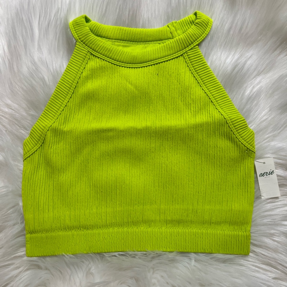Aerie Neon Green Ribbed Crop Top